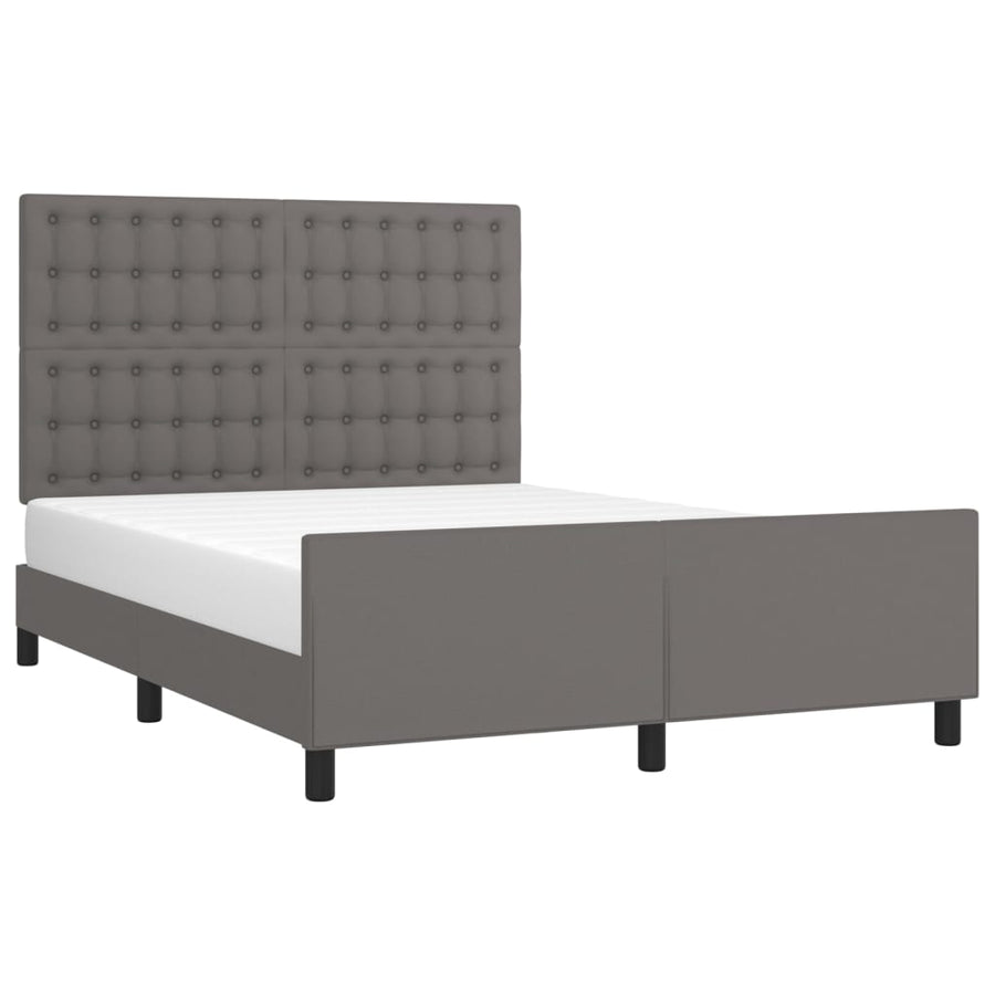 Bedframe Met Hoofdbord Kunstleer Grijs 140 x 200 cm Knopen