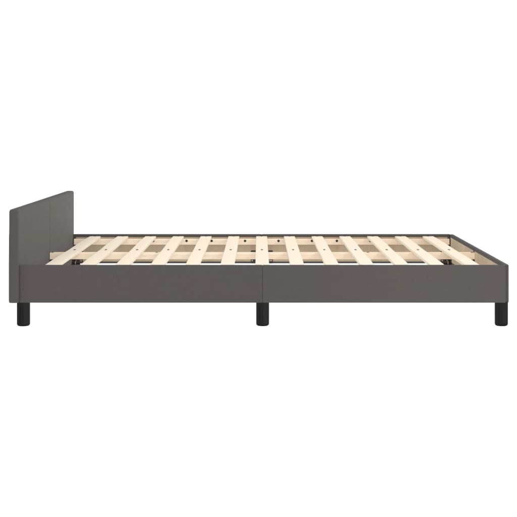 Bedframe Met Hoofdbord Kunstleer Grijs 140 x 200 cm Knopen
