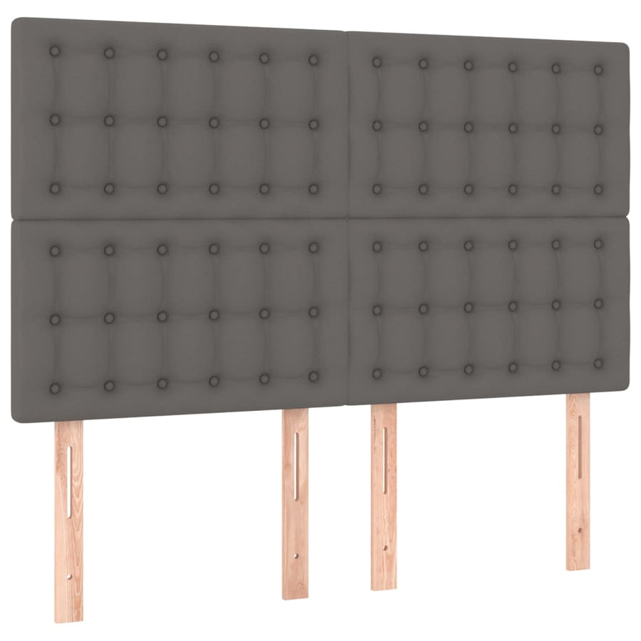 Bedframe Met Hoofdbord Kunstleer Grijs 140 x 200 cm Knopen