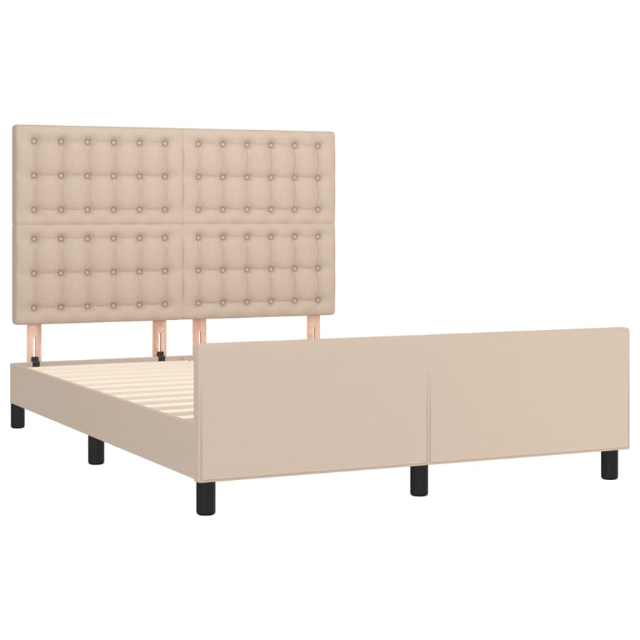 Bedframe Met Hoofdbord Kunstleer Kleurig Cappuccino 140 x 200 cm Knopen