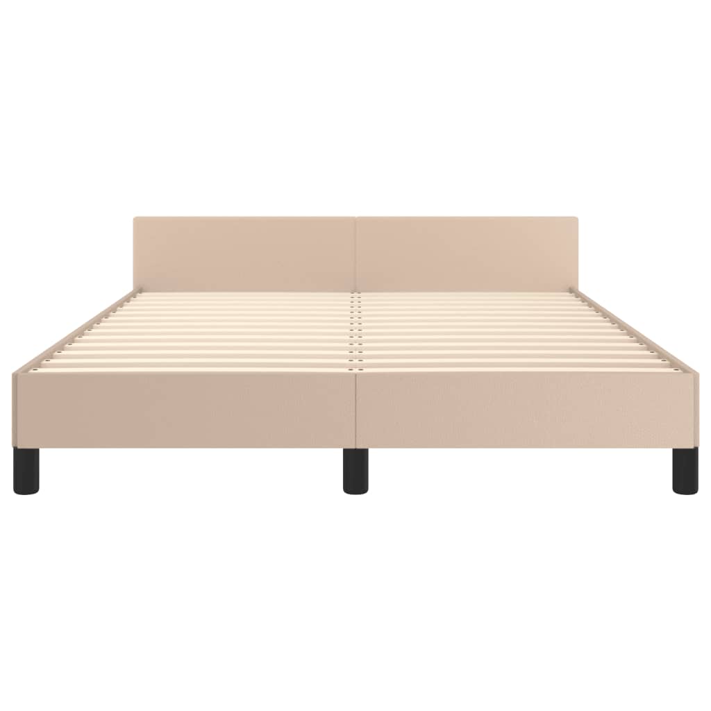 Bedframe Met Hoofdbord Kunstleer Kleurig Cappuccino 140 x 200 cm Knopen
