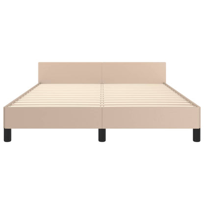 Bedframe Met Hoofdbord Kunstleer Kleurig Cappuccino 140 x 200 cm Knopen