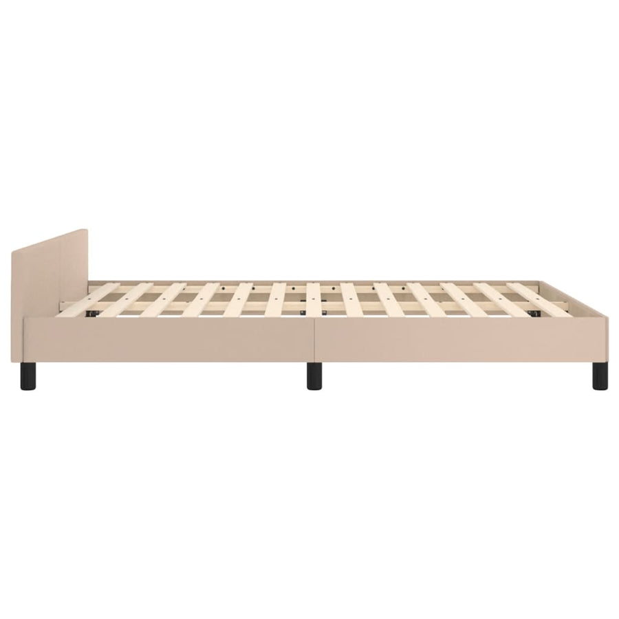 Bedframe Met Hoofdbord Kunstleer Kleurig Cappuccino 140 x 200 cm Knopen