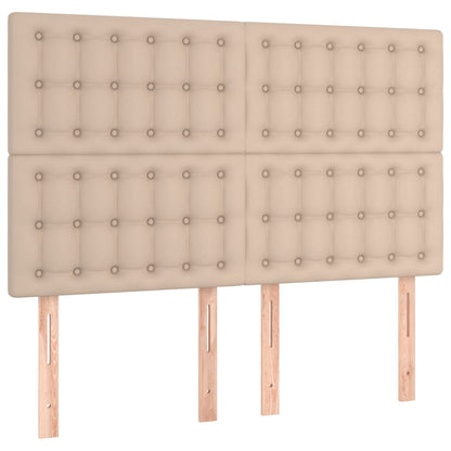 Bedframe Met Hoofdbord Kunstleer Kleurig Cappuccino 140 x 200 cm Knopen