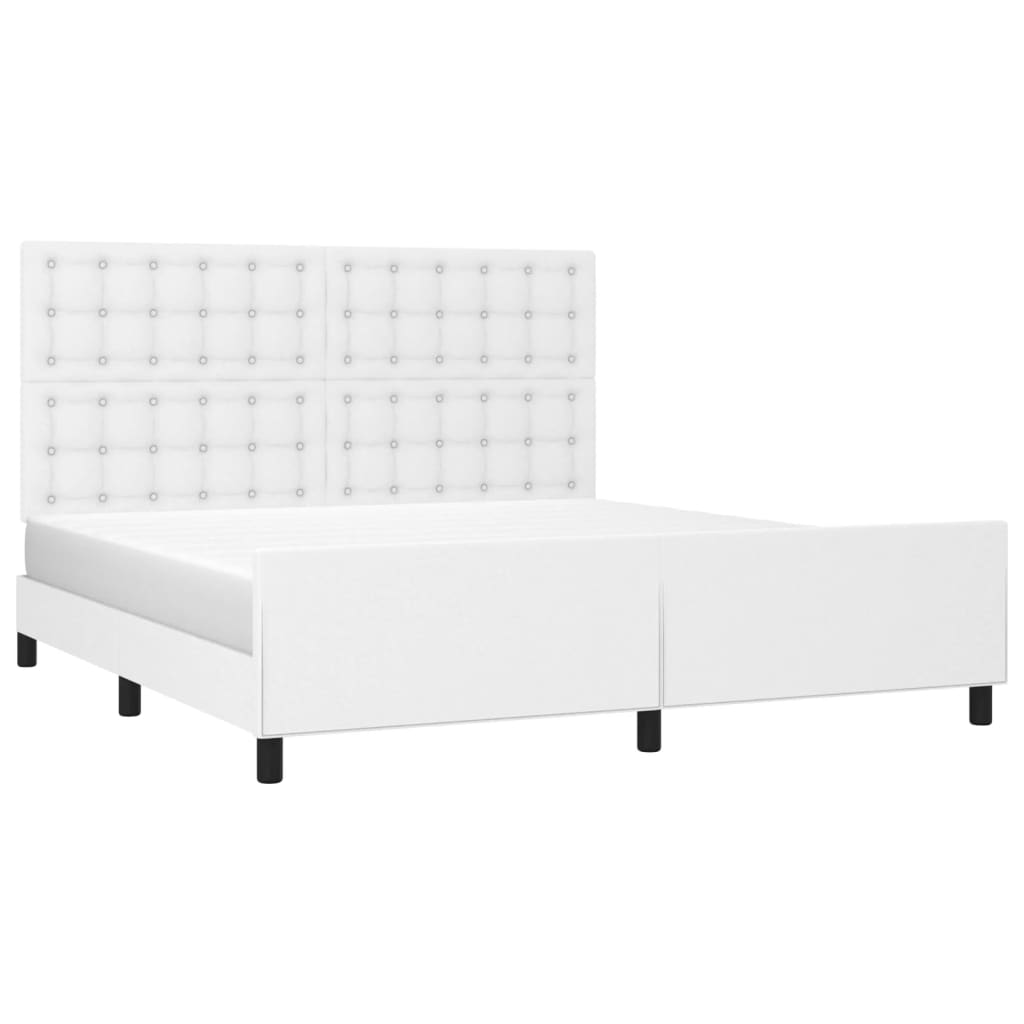 Bedframe Met Hoofdbord Kunstleer Wit 160 x 200 cm Knopen