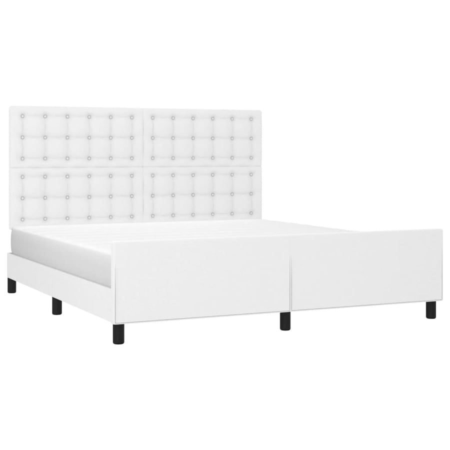 Bedframe Met Hoofdbord Kunstleer Wit 160 x 200 cm Knopen