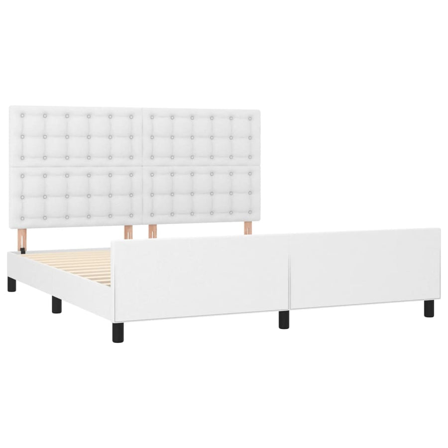 Bedframe Met Hoofdbord Kunstleer Wit 160 x 200 cm Knopen