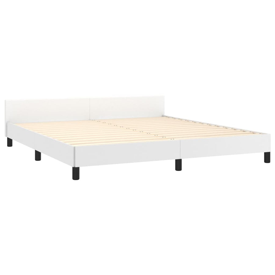 Bedframe Met Hoofdbord Kunstleer Wit 160 x 200 cm Knopen