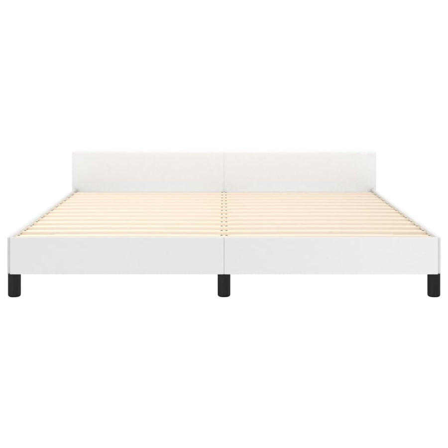 Bedframe Met Hoofdbord Kunstleer Wit 160 x 200 cm Knopen