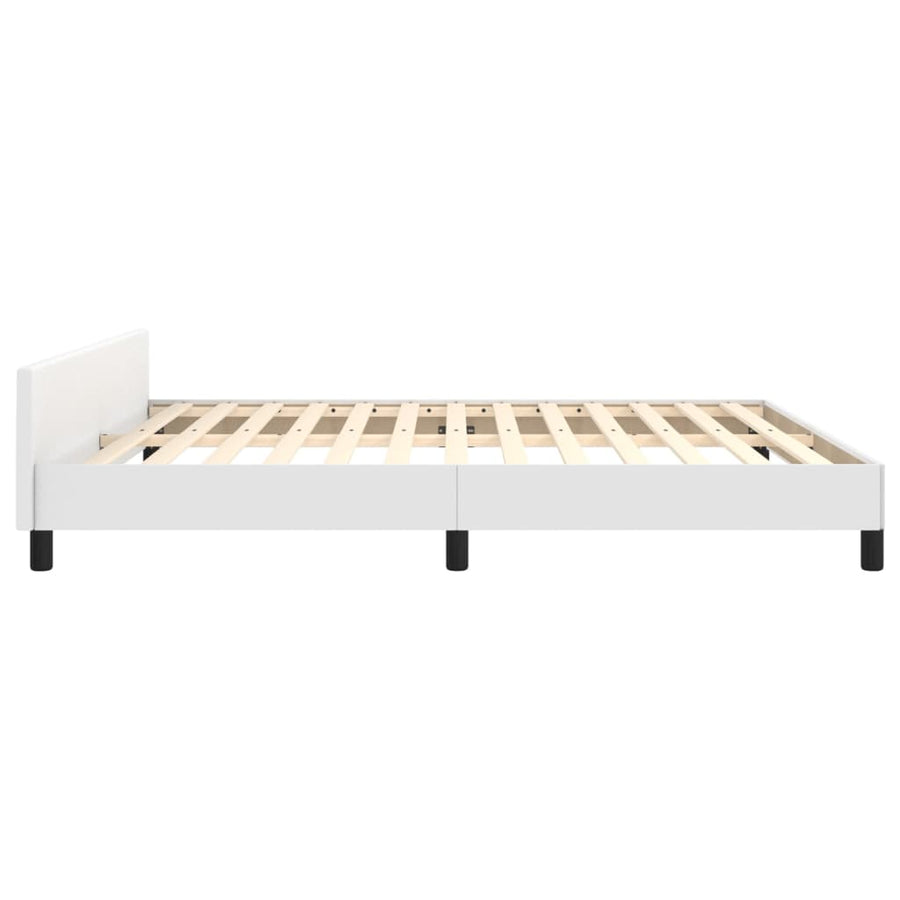 Bedframe Met Hoofdbord Kunstleer Wit 160 x 200 cm Knopen