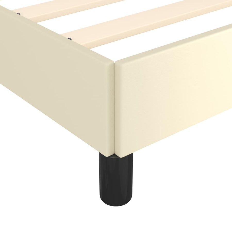 Bedframe Met Hoofdbord Kunstleer Crèmekleurig 160X200 Cm 160 x 200 cm Knopen
