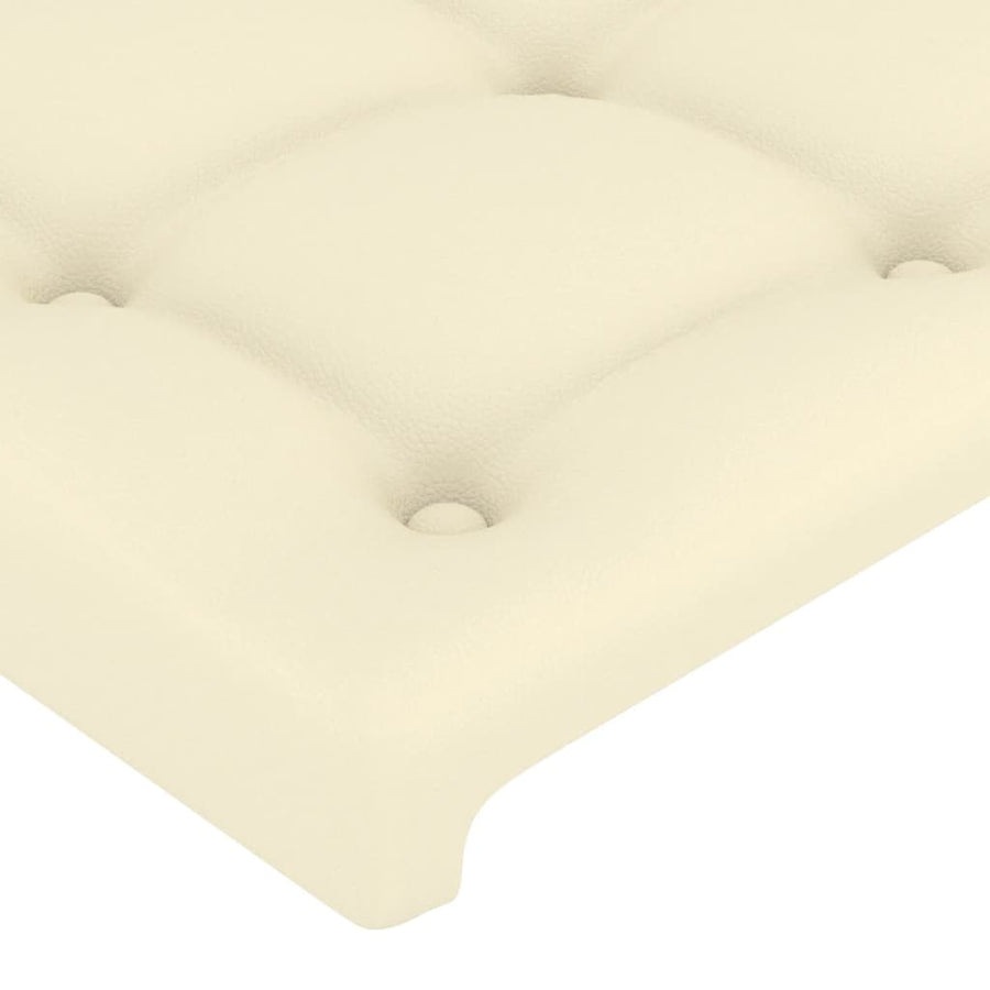 Bedframe Met Hoofdbord Kunstleer Crèmekleurig 160X200 Cm 160 x 200 cm Knopen