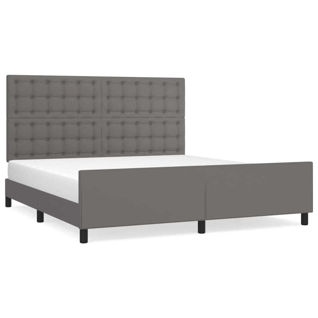 Bedframe Met Hoofdbord Kunstleer Grijs 160 x 200 cm Knopen