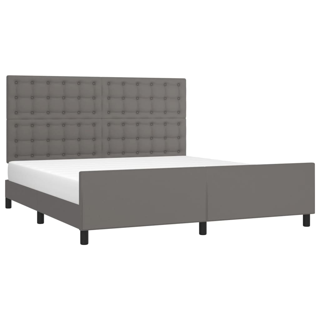 Bedframe Met Hoofdbord Kunstleer Grijs 160 x 200 cm Knopen