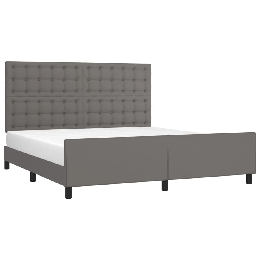 Bedframe Met Hoofdbord Kunstleer Grijs 160 x 200 cm Knopen