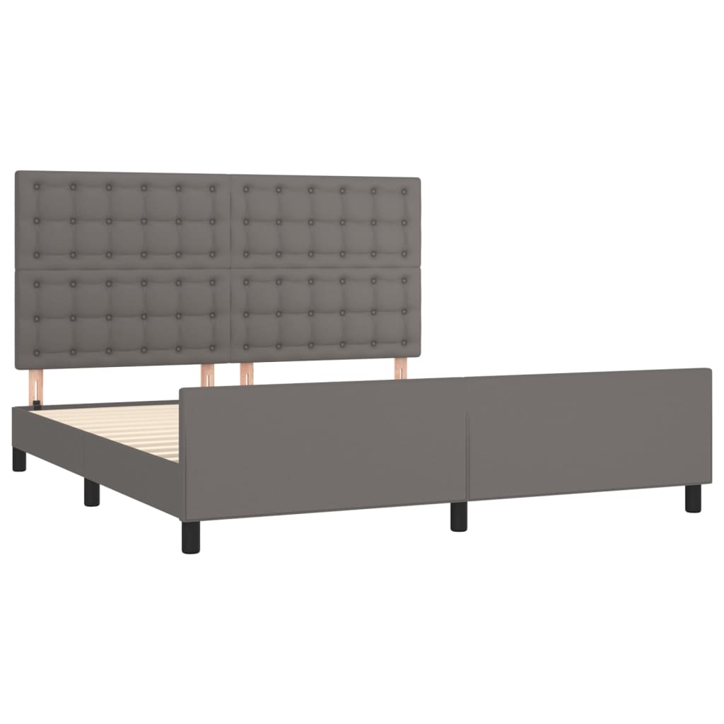 Bedframe Met Hoofdbord Kunstleer Grijs 160 x 200 cm Knopen