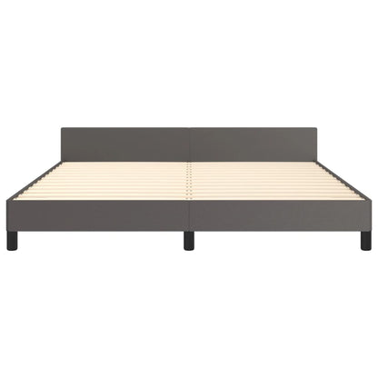 Bedframe Met Hoofdbord Kunstleer Grijs 160 x 200 cm Knopen