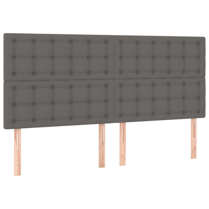 Bedframe Met Hoofdbord Kunstleer Grijs 160 x 200 cm Knopen