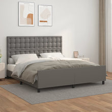 Bedframe Met Hoofdbord Kunstleer Grijs 160 x 200 cm Knopen