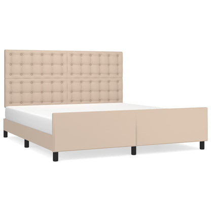 Bedframe Met Hoofdbord Kunstleer Kleurig Cappuccino 160 x 200 cm Knopen