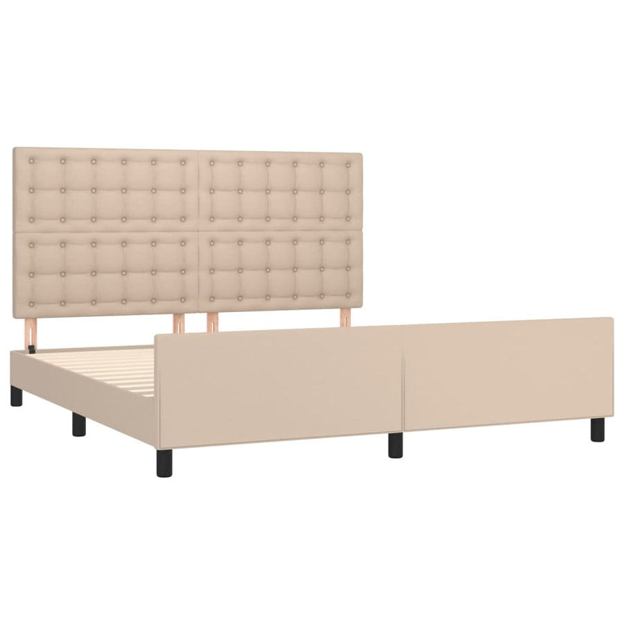 Bedframe Met Hoofdbord Kunstleer Kleurig Cappuccino 160 x 200 cm Knopen