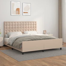 Bedframe Met Hoofdbord Kunstleer Kleurig Cappuccino 160 x 200 cm Knopen