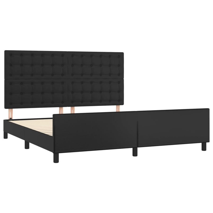 Bedframe Met Hoofdbord Kunstleer Zwart 180 x 200 cm Knopen