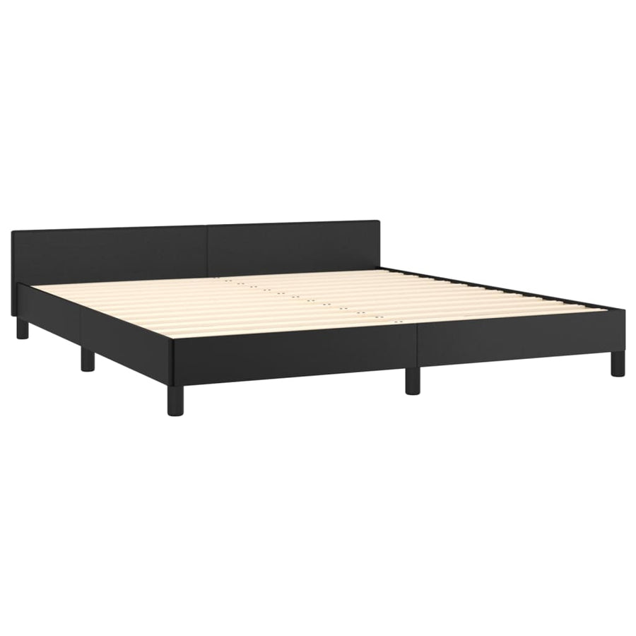 Bedframe Met Hoofdbord Kunstleer Zwart 180 x 200 cm Knopen