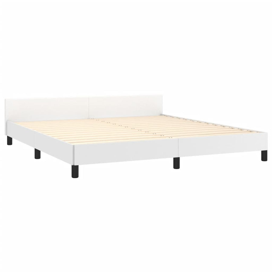 Bedframe Met Hoofdbord Kunstleer Wit 180 x 200 cm Knopen