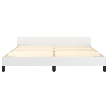 Bedframe Met Hoofdbord Kunstleer Wit 180 x 200 cm Knopen