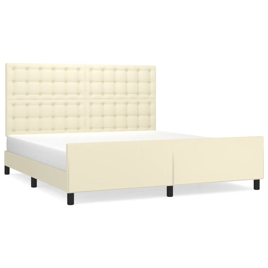 Bedframe Met Hoofdbord Kunstleer Kleurig 180 x 200 cm Crème