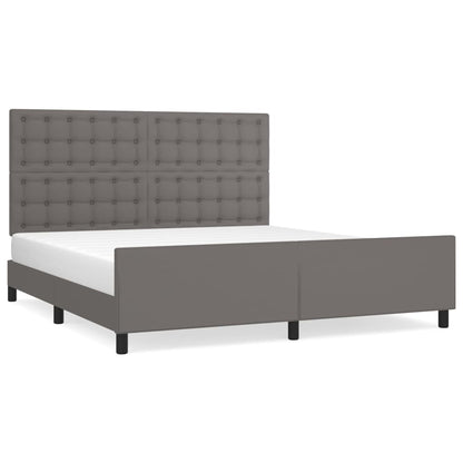 Bedframe Met Hoofdbord Kunstleer Grijs 180 x 200 cm Knopen
