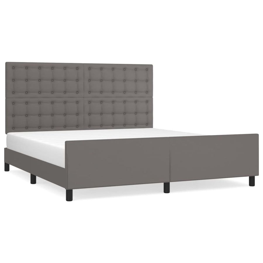 Bedframe Met Hoofdbord Kunstleer Grijs 180 x 200 cm Knopen