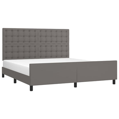 Bedframe Met Hoofdbord Kunstleer Grijs 180 x 200 cm Knopen