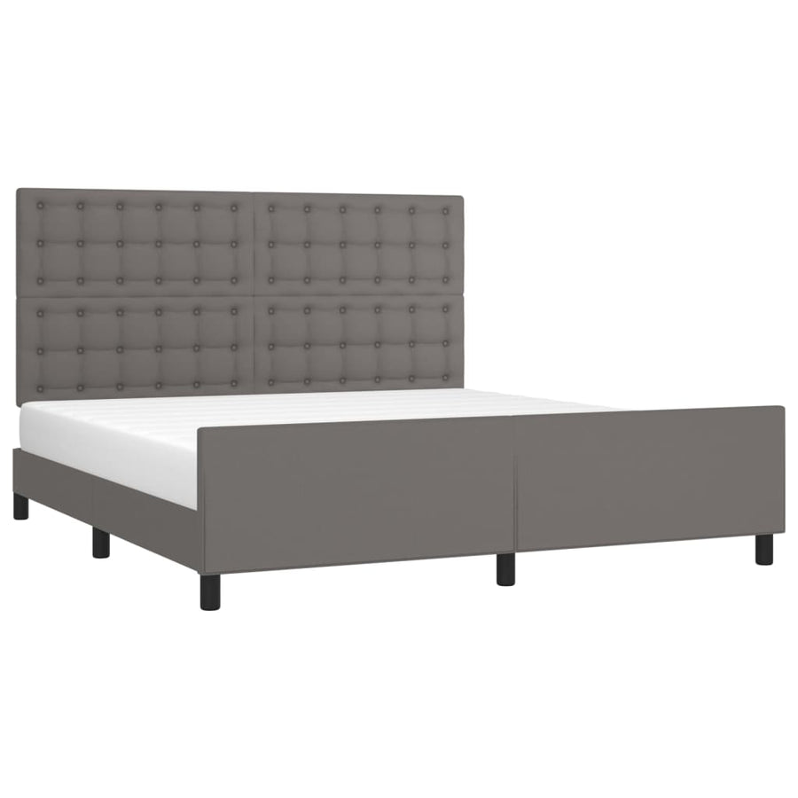 Bedframe Met Hoofdbord Kunstleer Grijs 180 x 200 cm Knopen