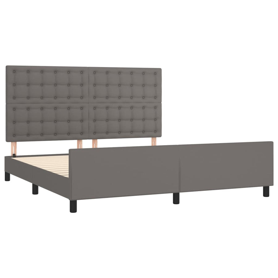 Bedframe Met Hoofdbord Kunstleer Grijs 180 x 200 cm Knopen