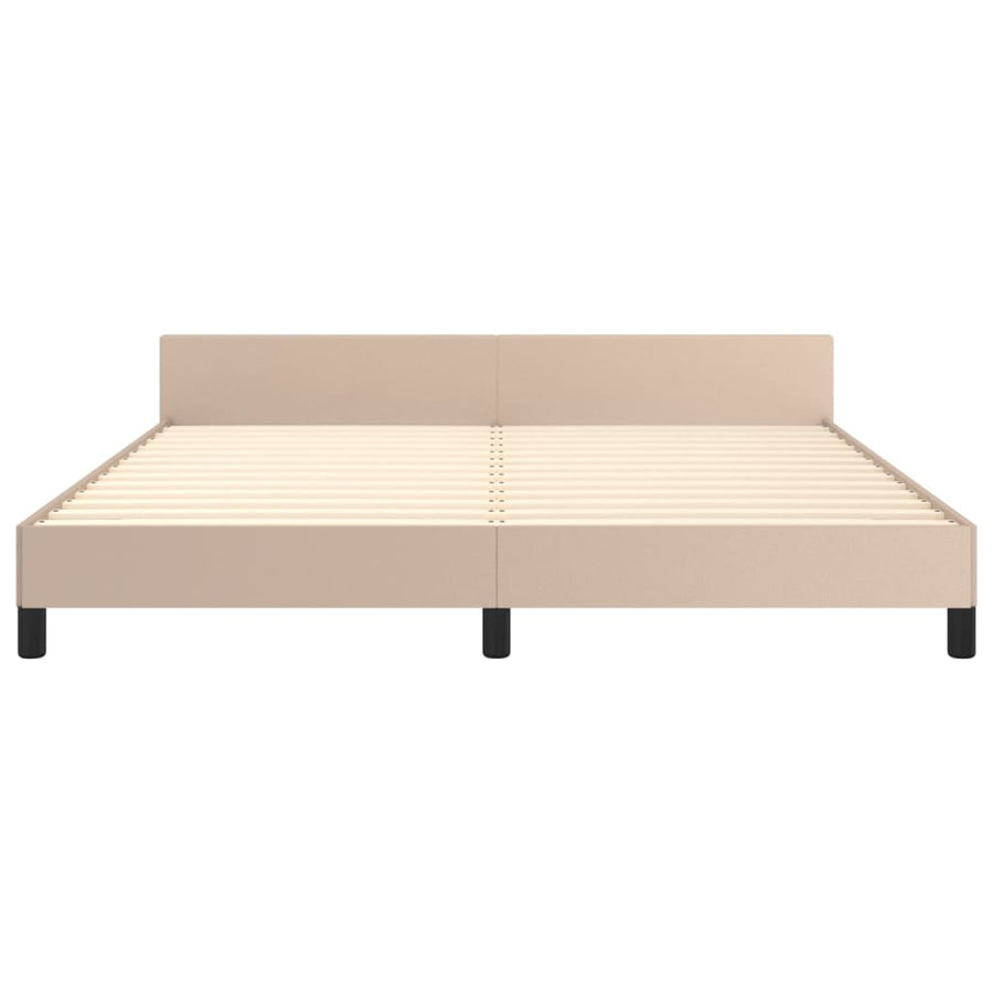 Bedframe Met Hoofdbord Kunstleer Cappuccinokleurig 180X200 Cm Cappuccino 180 x 200 cm Knopen