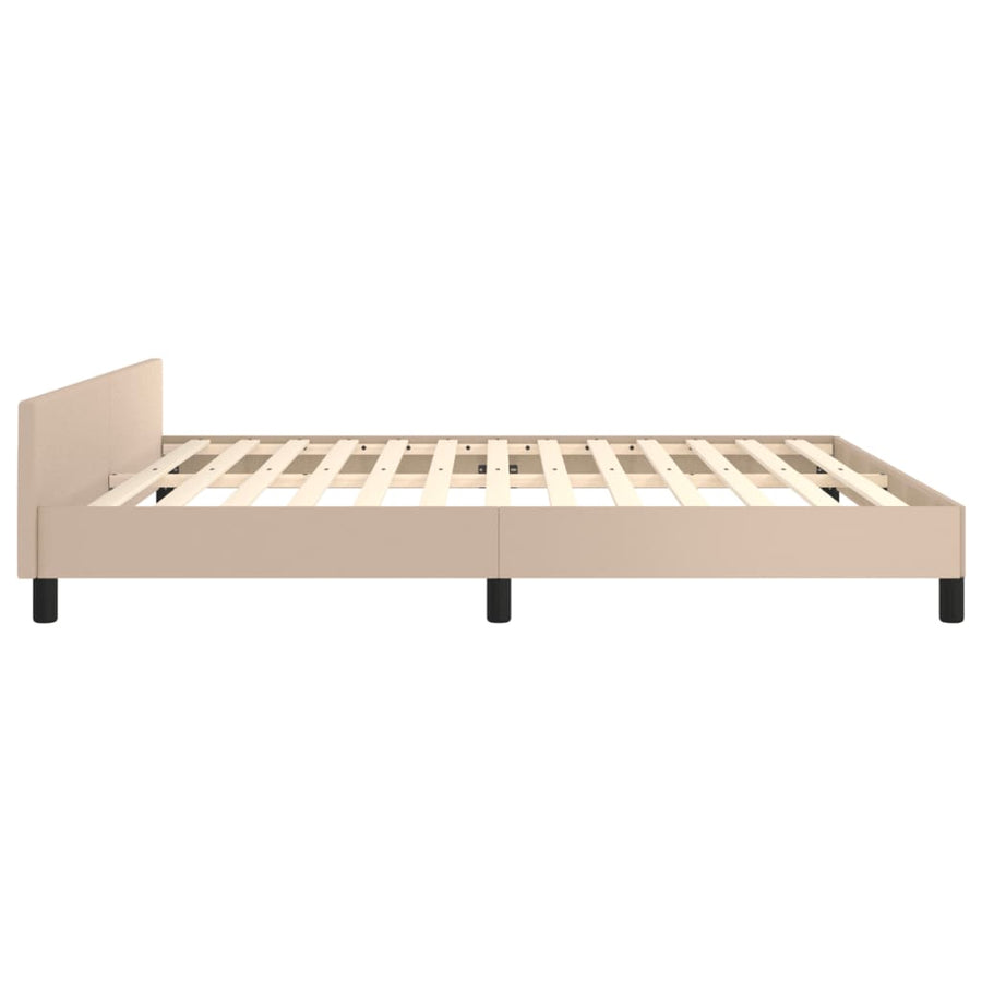 Bedframe Met Hoofdbord Kunstleer Cappuccinokleurig 180X200 Cm Cappuccino 180 x 200 cm Knopen