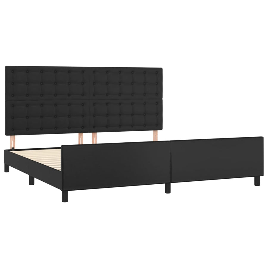 Bedframe Met Hoofdeinde Kunstleer Zwart 200 x 200 cm Knopen