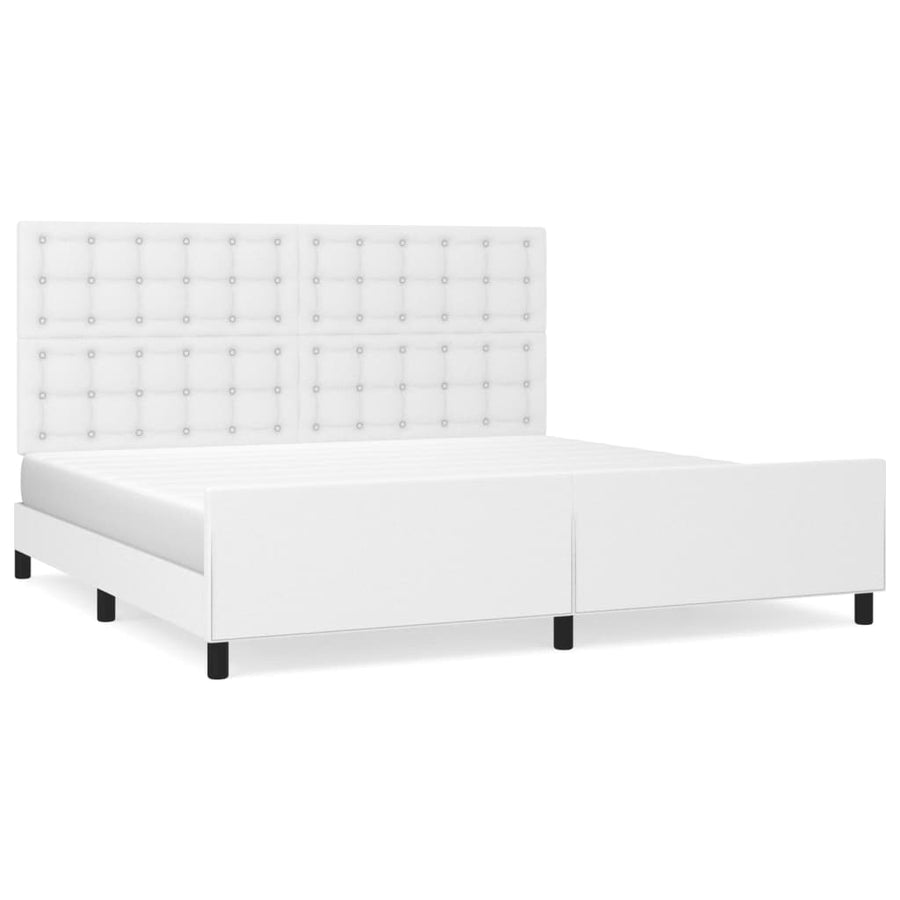 Bedframe Met Hoofdbord Kunstleer Wit 200 x 200 cm Knopen