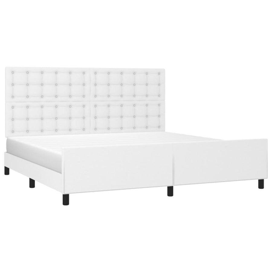 Bedframe Met Hoofdbord Kunstleer Wit 200 x 200 cm Knopen