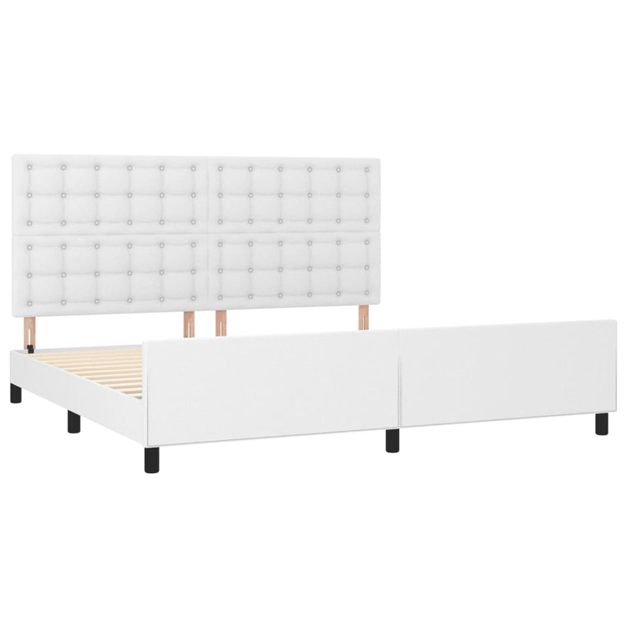 Bedframe Met Hoofdbord Kunstleer Wit 200 x 200 cm Knopen