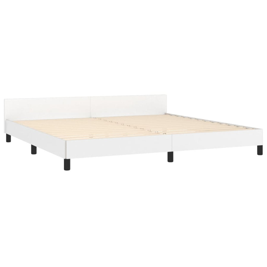 Bedframe Met Hoofdbord Kunstleer Wit 200 x 200 cm Knopen