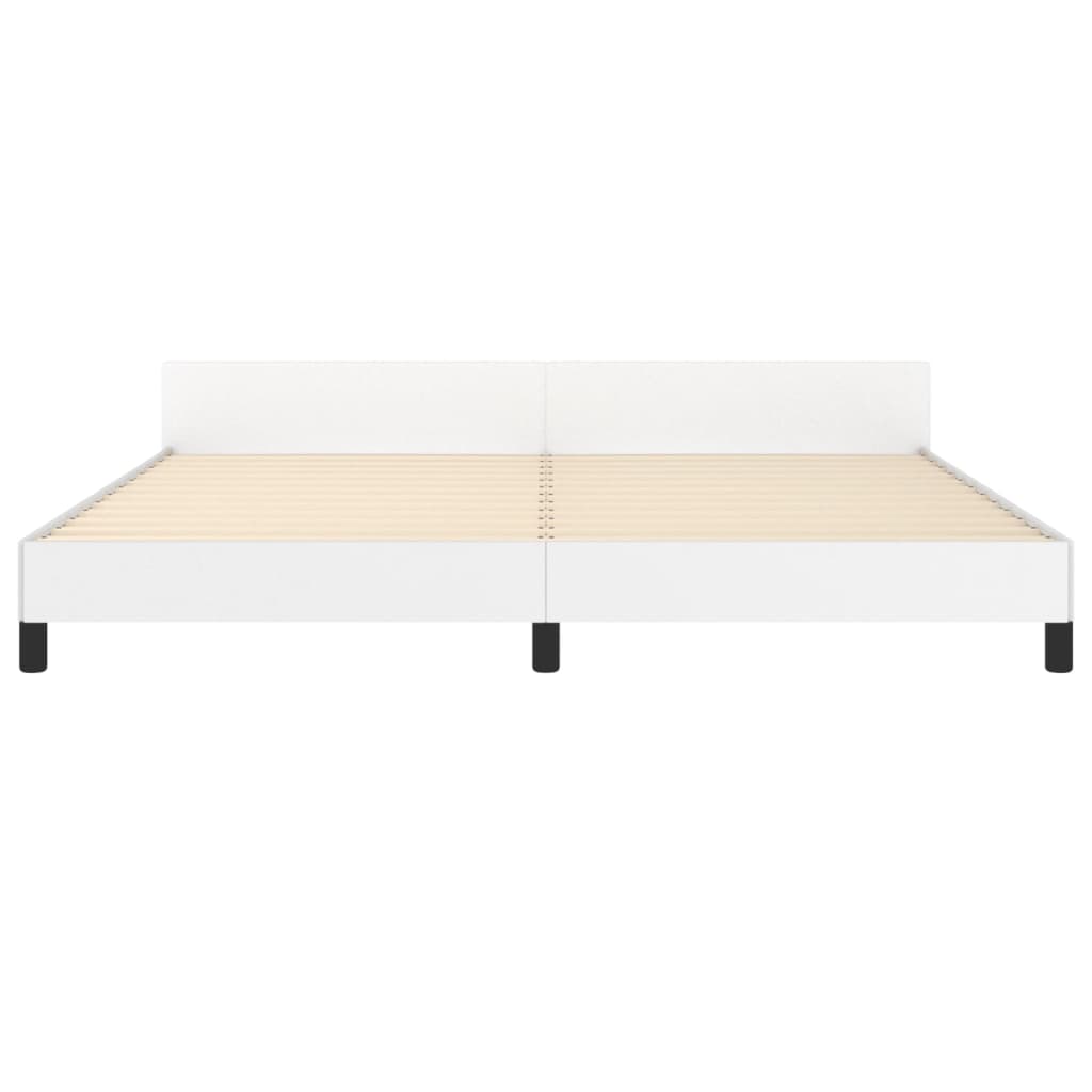 Bedframe Met Hoofdbord Kunstleer Wit 200 x 200 cm Knopen