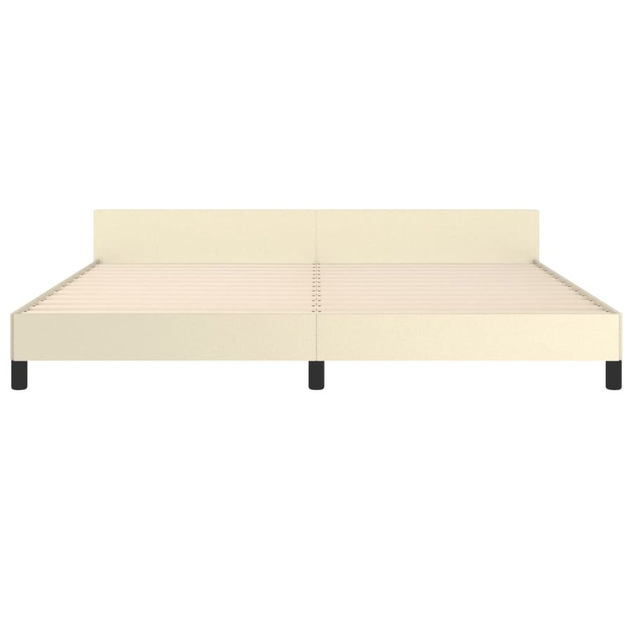 Bedframe Met Hoofdbord Kunstleer Kleurig Crème 200 x 200 cm Knopen