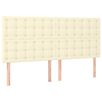 Bedframe Met Hoofdbord Kunstleer Kleurig Crème 200 x 200 cm Knopen