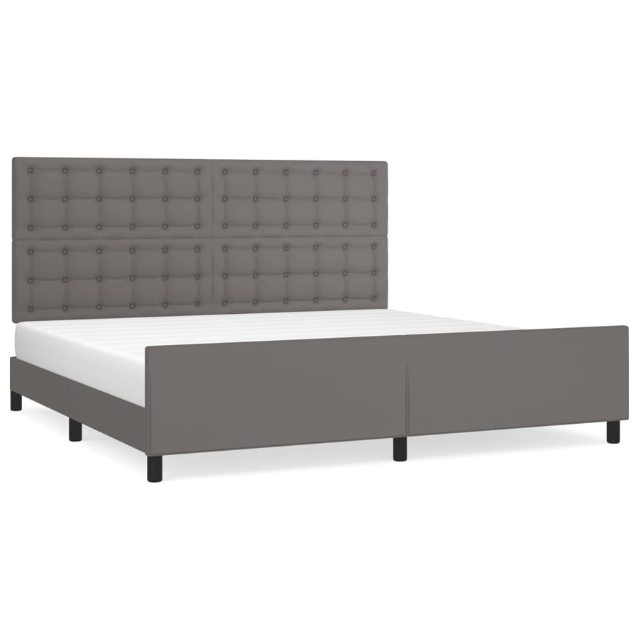 Bedframe Met Hoofdbord Kunstleer Grijs 200 x 200 cm Knopen