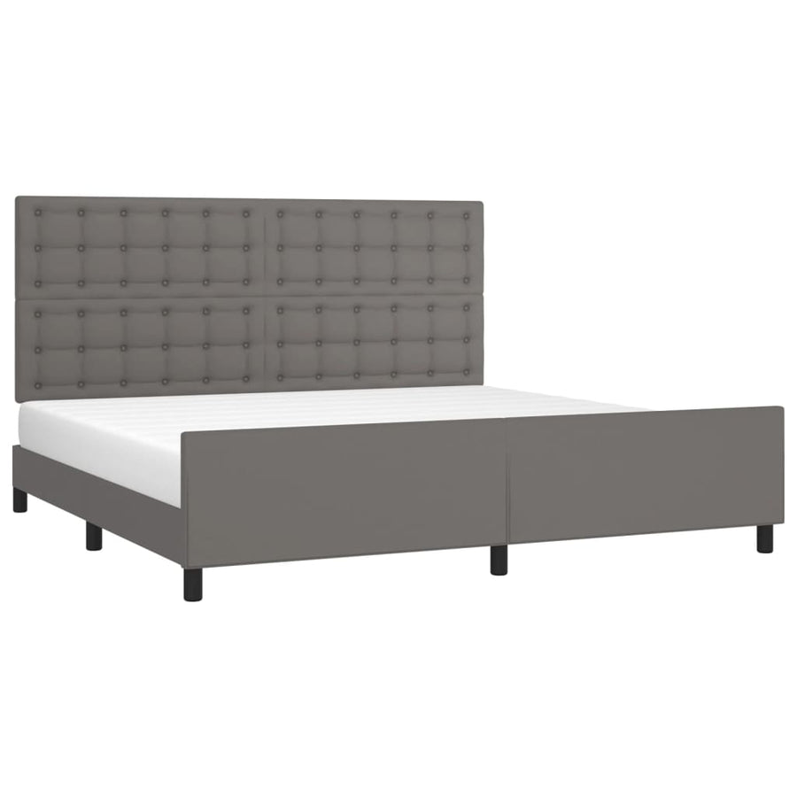 Bedframe Met Hoofdbord Kunstleer Grijs 200 x 200 cm Knopen