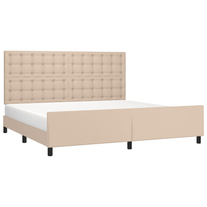 Bedframe Met Hoofdbord Kunstleer Kleurig Cappuccino 200 x 200 cm Knopen