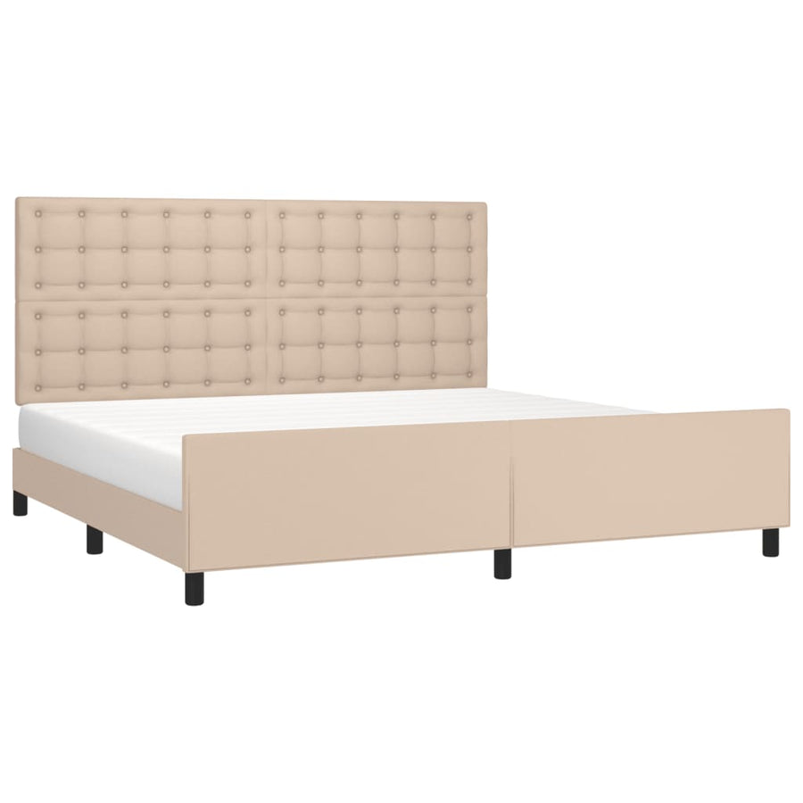 Bedframe Met Hoofdbord Kunstleer Kleurig Cappuccino 200 x 200 cm Knopen
